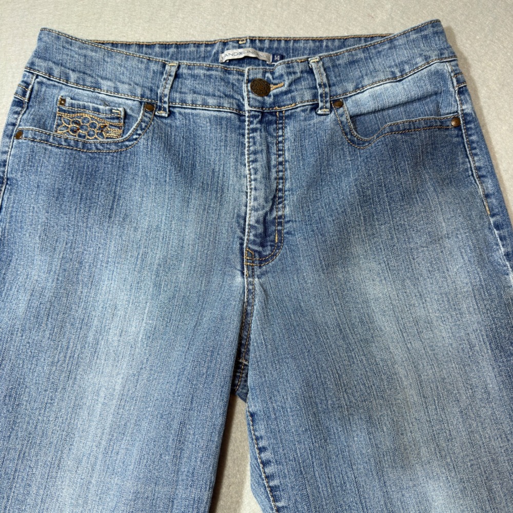 Bandolino Blu Daria-B Jeans‎ Womens 14 Blue Excellent Slim Embroidered DB2885RB
